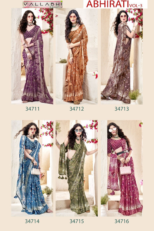 Abhirati Vol 3 Vallabhi Prints Georgette Sarees Exporter Gujarat