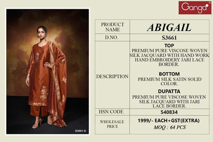 Abigail 3661 Ganga Pure Viscose Plazzo Style Suits Exporter India