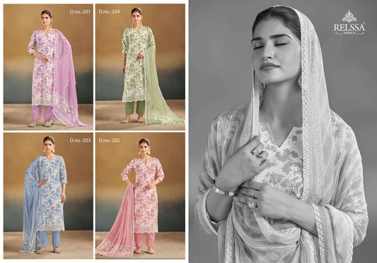 Abir 2 Relssa Fabrics Giza Satin Pant Style Suits Wholesale Price