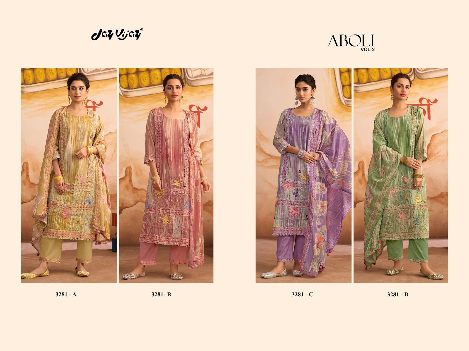 Aboli Vol 2 Jay Vijay Mal Cotton Pant Style Suits Wholesale Rate
