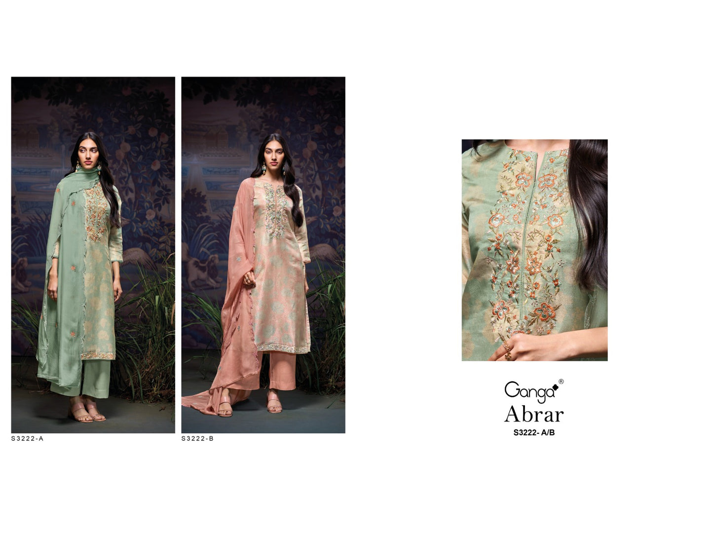 Abrar 3222 Ganga Silk Jacquard Plazzo Style Suits Wholesaler India