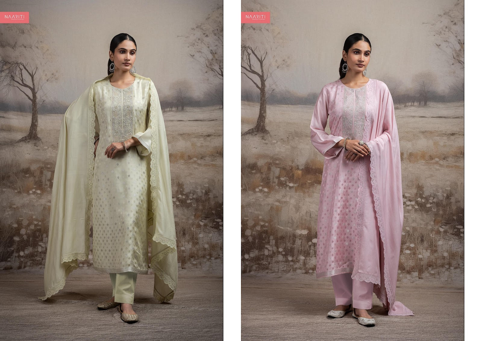 Abreen Naariti Muslin Jacquard Pant Style Suits Wholesale Price
