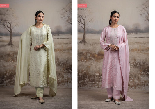 Abreen Naariti Muslin Jacquard Pant Style Suits Wholesale Price