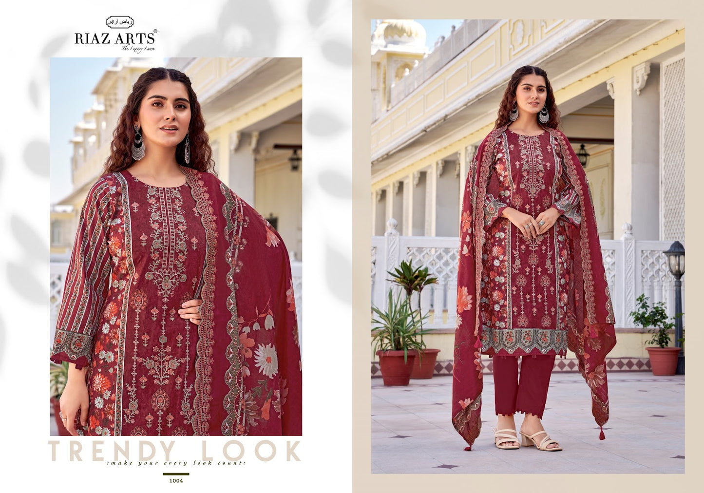 Abu Rehan Riaz Art Lawn Cotton Karachi Salwar Suits Manufacturer Gujarat