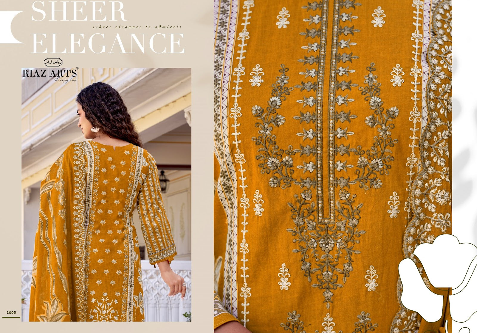 Abu Rehan Riaz Art Lawn Cotton Karachi Salwar Suits Manufacturer Gujarat