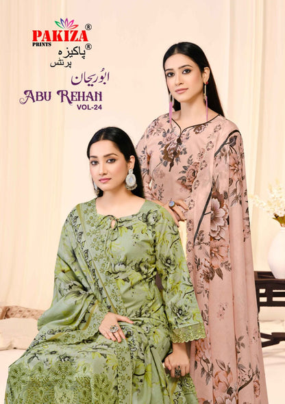 Abu Rehan Vol 24 Pakiza Prints Lawn Cotton Karachi Salwar Suits Wholesale Rate