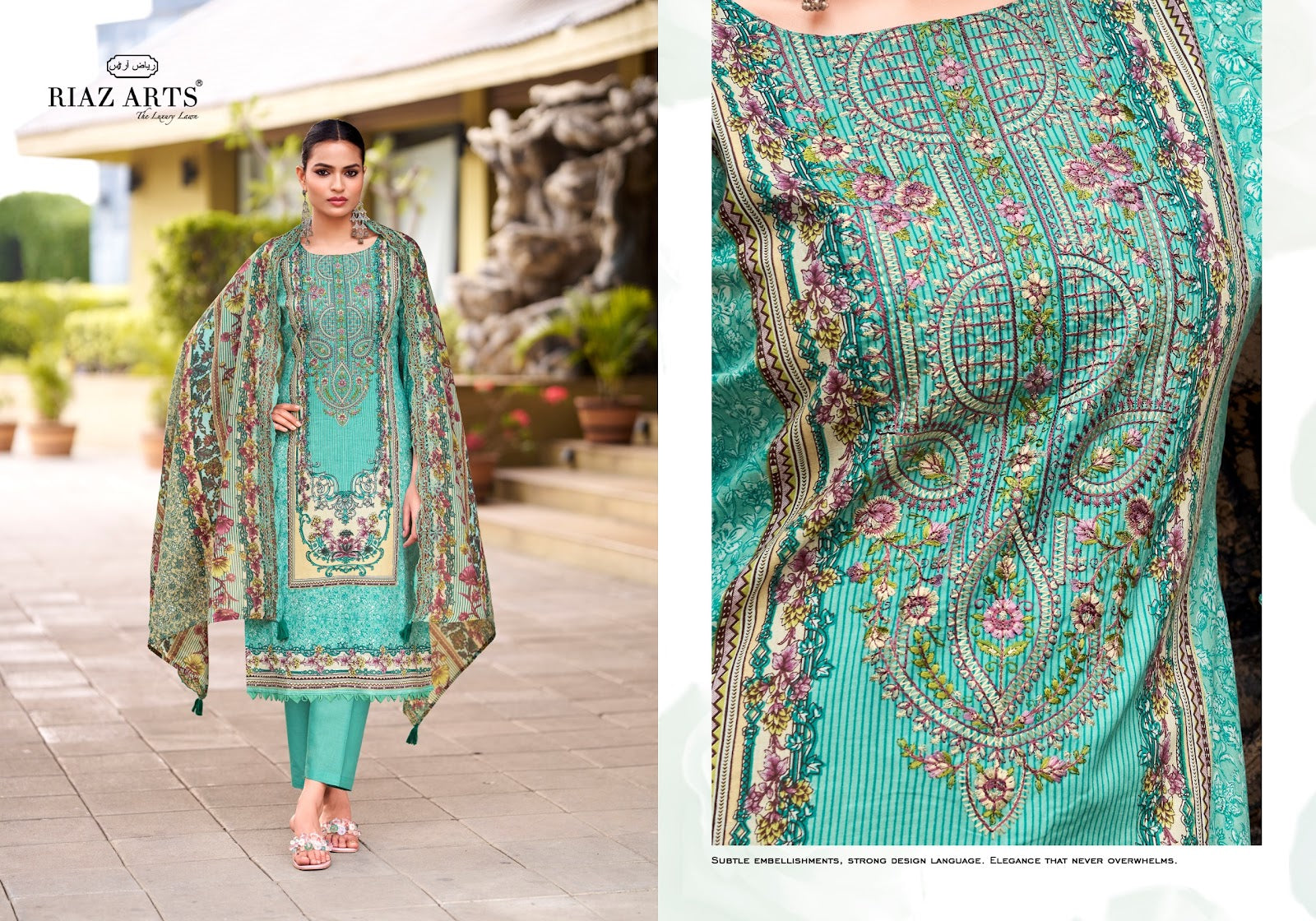 Abu Saeed Vol 2 Riaz Art Cotton Cambric Karachi Salwar Suits Supplier Ahmedabad