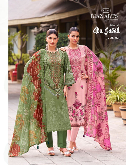 Abu Saeed Vol 2 Riaz Art Cotton Cambric Karachi Salwar Suits Supplier Ahmedabad
