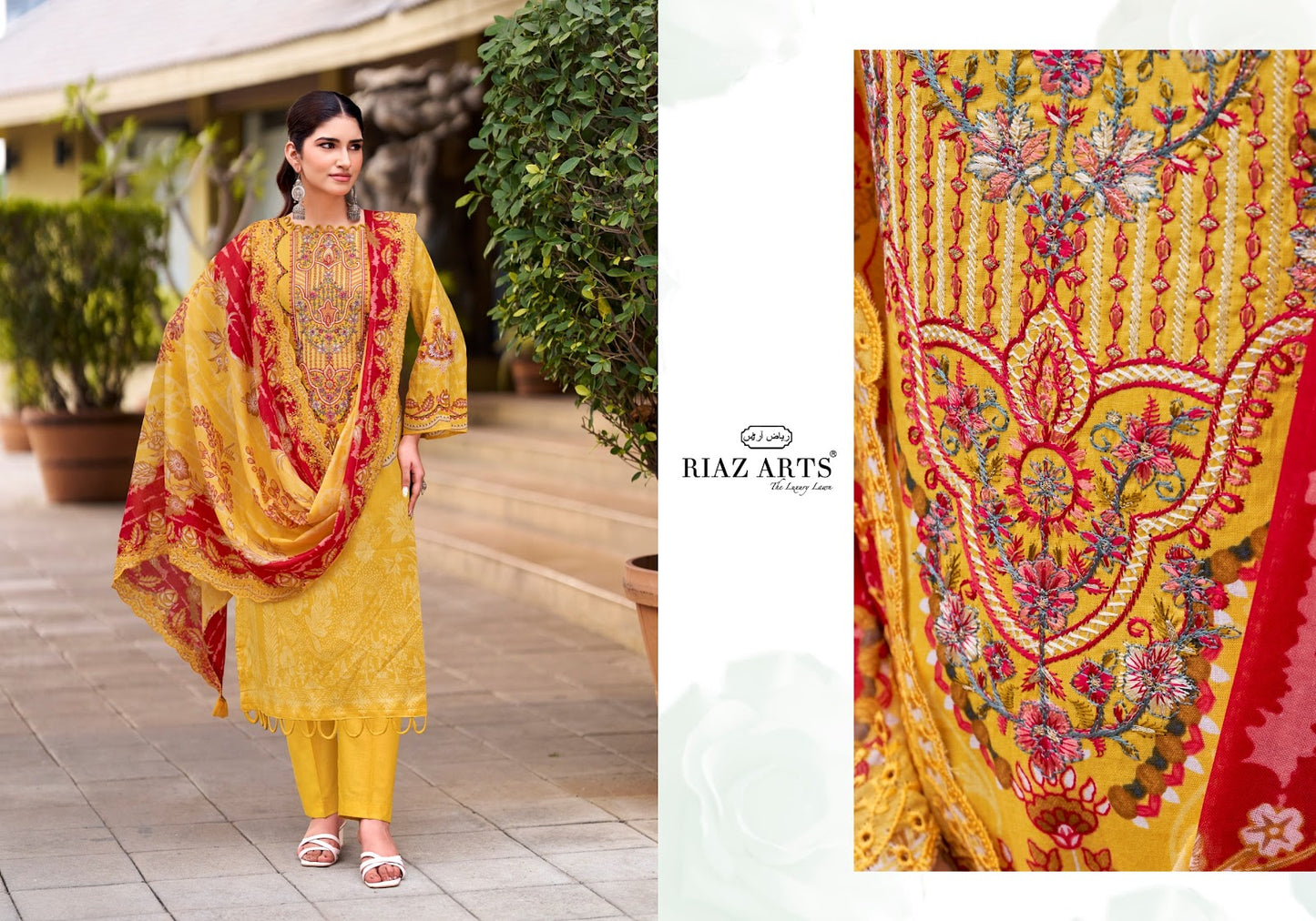 Abu Saeed Vol 2 Riaz Art Cotton Cambric Karachi Salwar Suits Supplier Ahmedabad