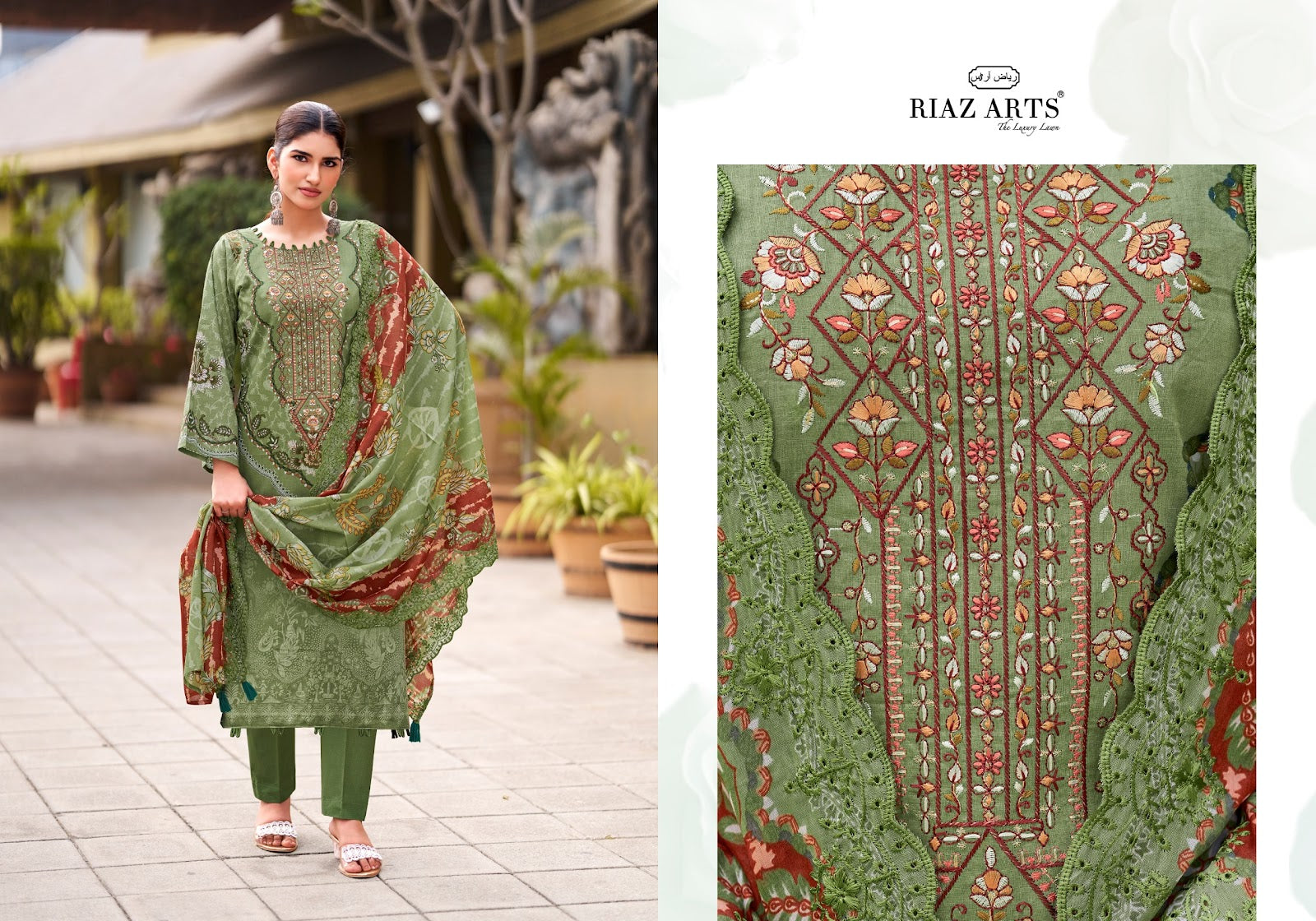 Abu Saeed Vol 2 Riaz Art Cotton Cambric Karachi Salwar Suits Supplier Ahmedabad
