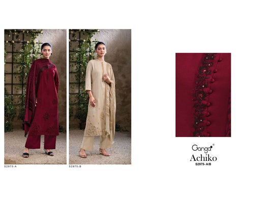 Achiko S2975 Ganga Dobby Pashmina Suits Wholesale Price