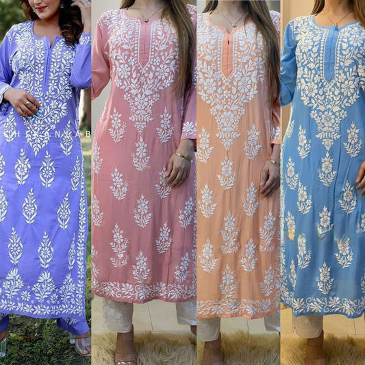 Ad 5690 Aadhya Reyon Kurti Pant Set Supplier