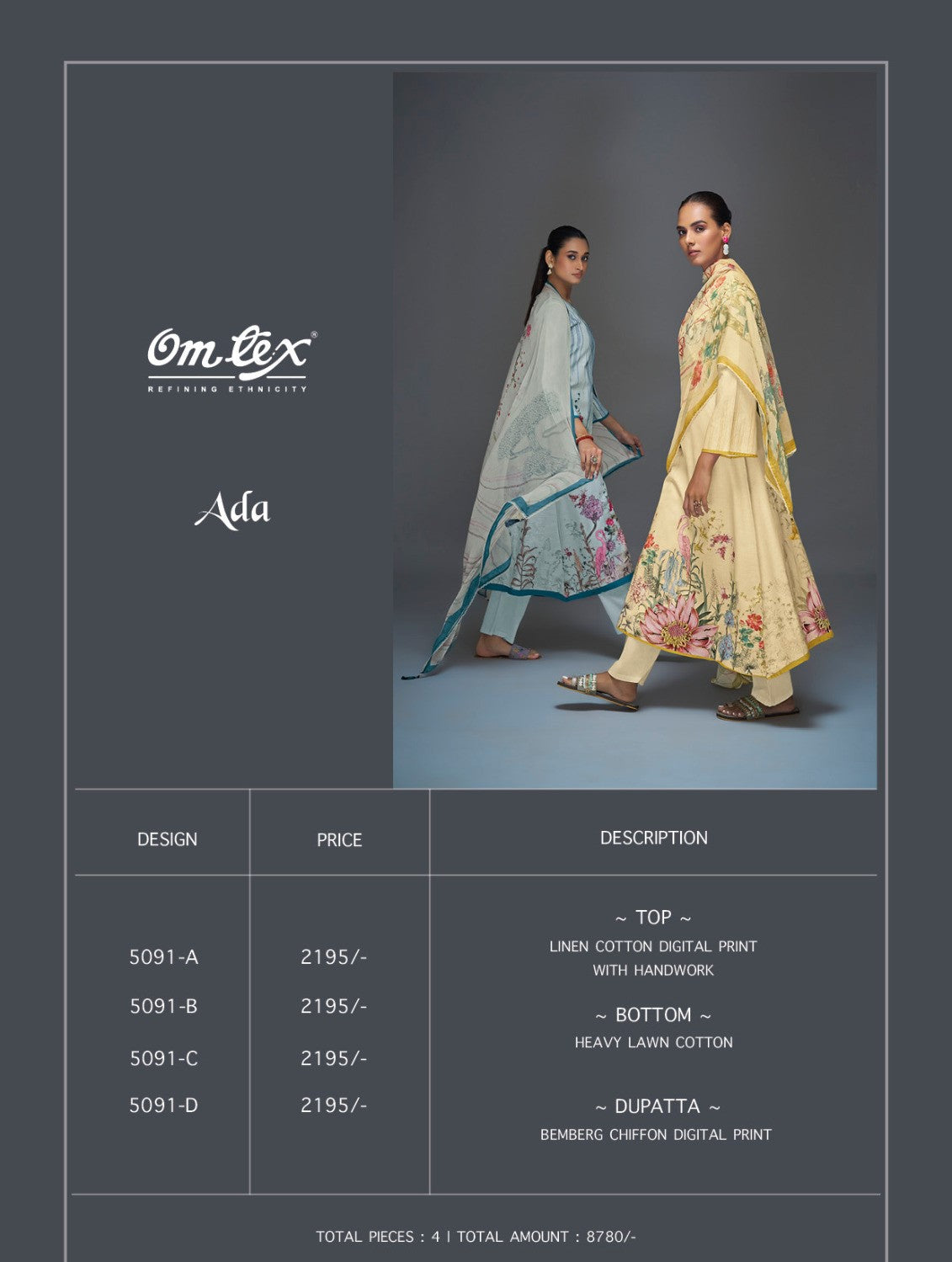 Ada Omtex Linen Cotton Pant Style Suits