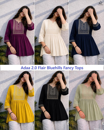 Adaa 2.0 Flair Bluehills Rayon Fancy Tops Supplier