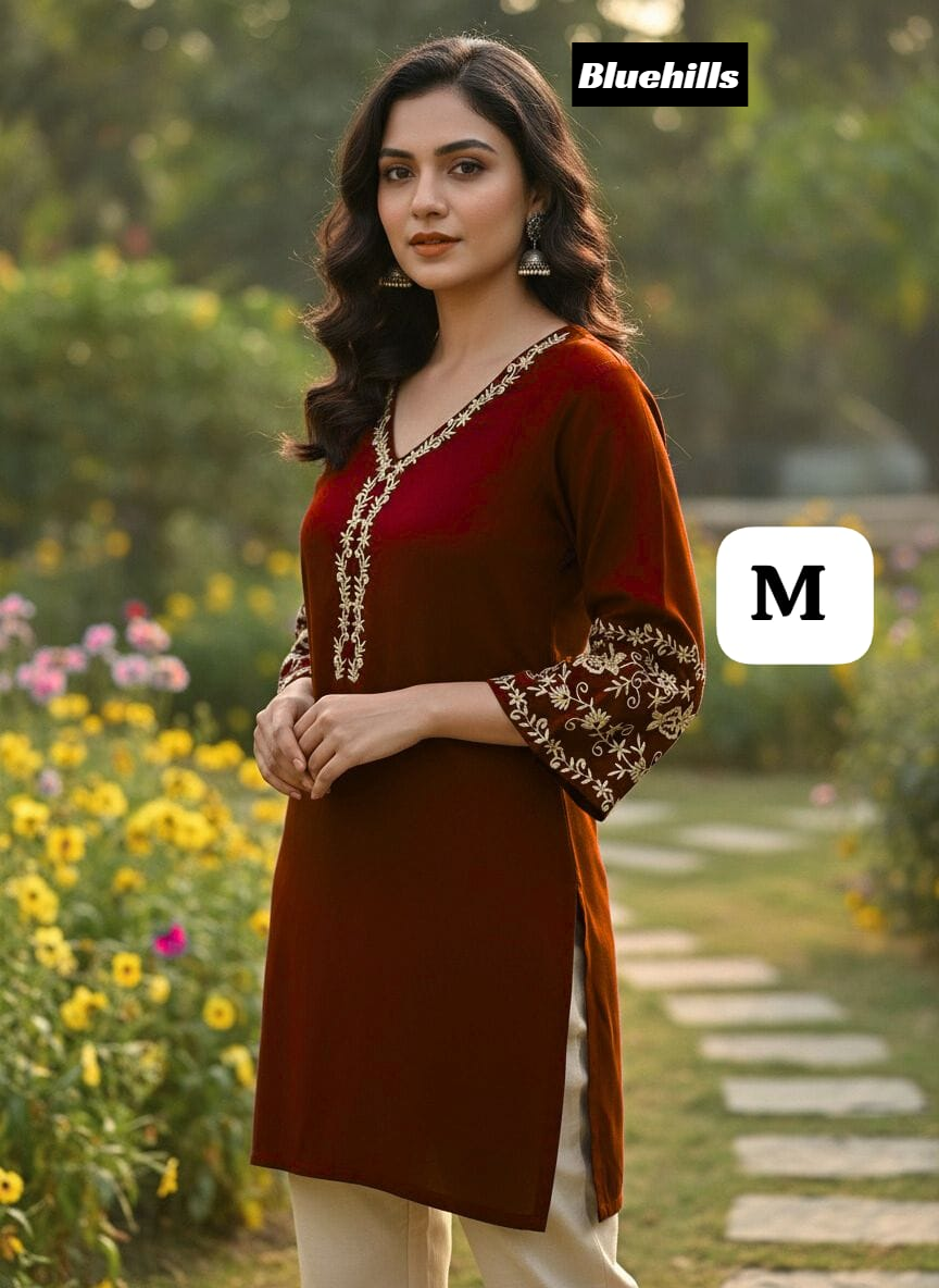 Adaa 5.0 Bluehills Rayon Short Kurtis Supplier Gujarat