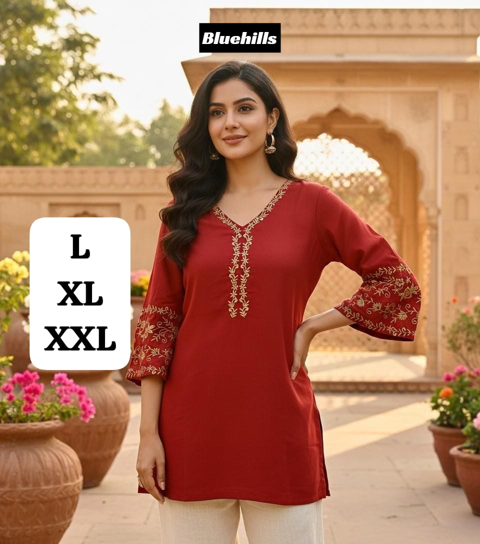 Adaa 5.0 Bluehills Rayon Short Kurtis Supplier Gujarat