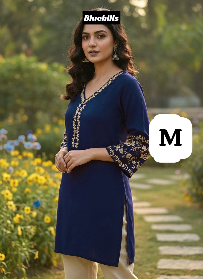 Adaa 5.0 Bluehills Rayon Short Kurtis Supplier Gujarat