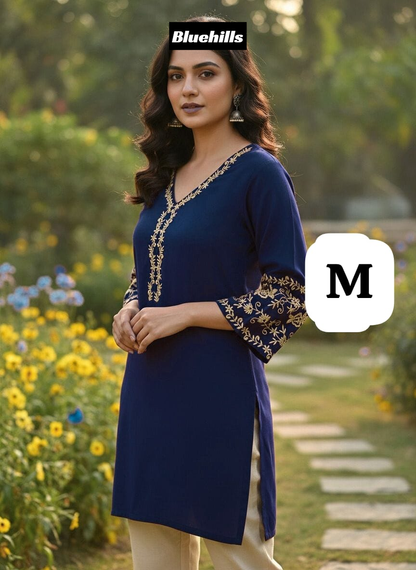 Adaa 5.0 Bluehills Rayon Short Kurtis Supplier Gujarat