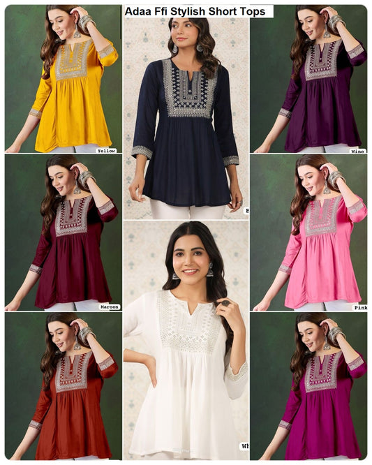 Adaa Ffi Rayon Stylish Short Tops Manufacturer Gujarat