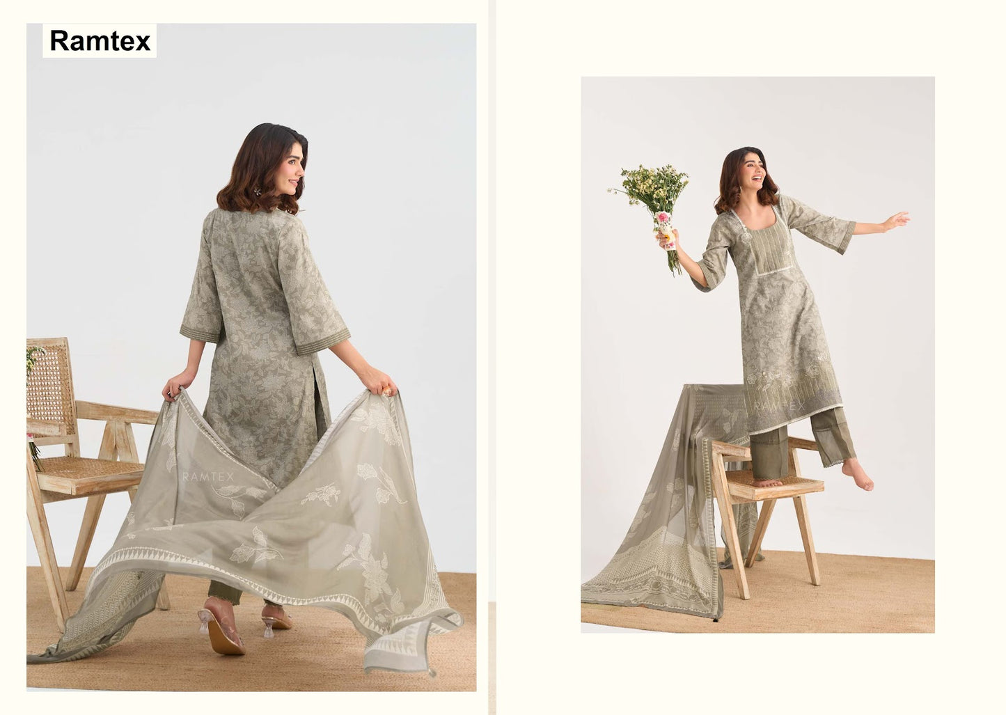 Adaa Ramtex Cotton Pant Style Suits Exporter