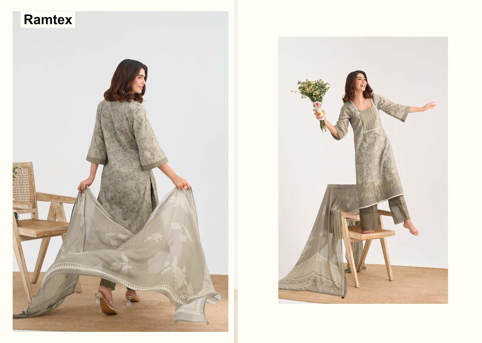 Adaa Ramtex Cotton Pant Style Suits Exporter
