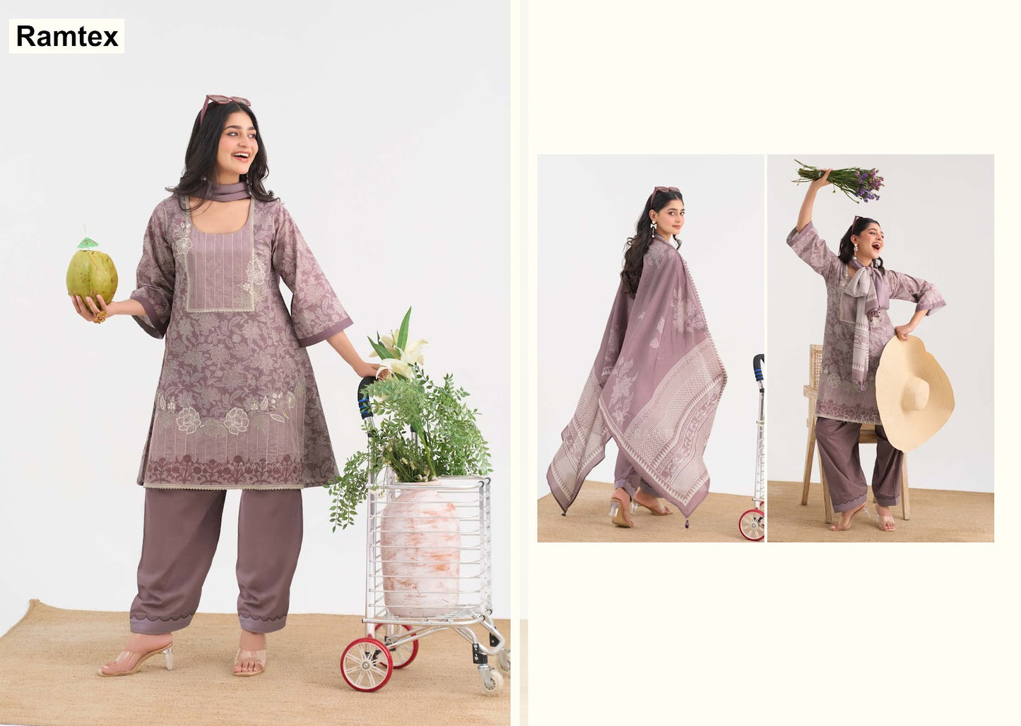 Adaa Ramtex Cotton Pant Style Suits Exporter