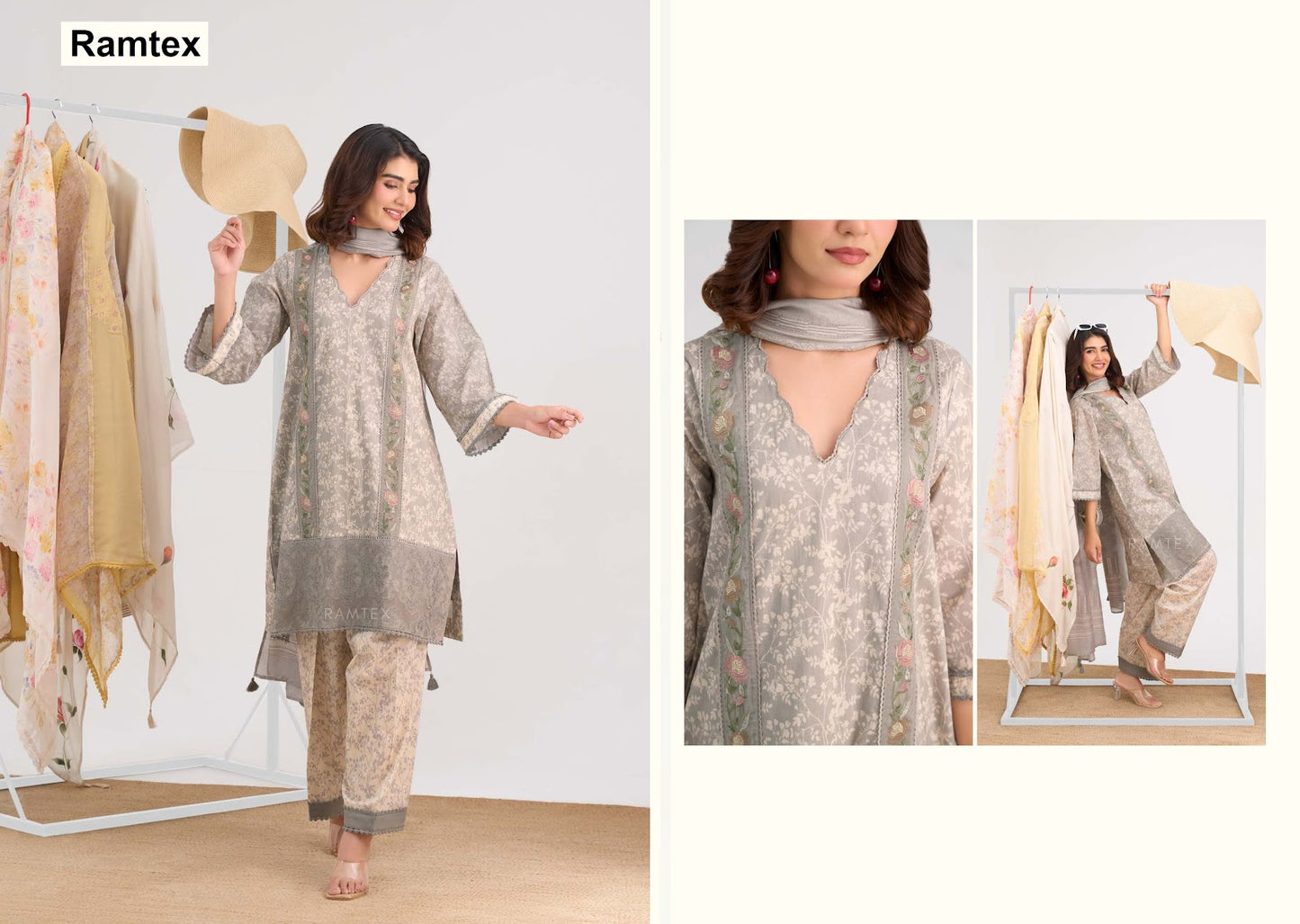 Adaa Ramtex Cotton Pant Style Suits Exporter