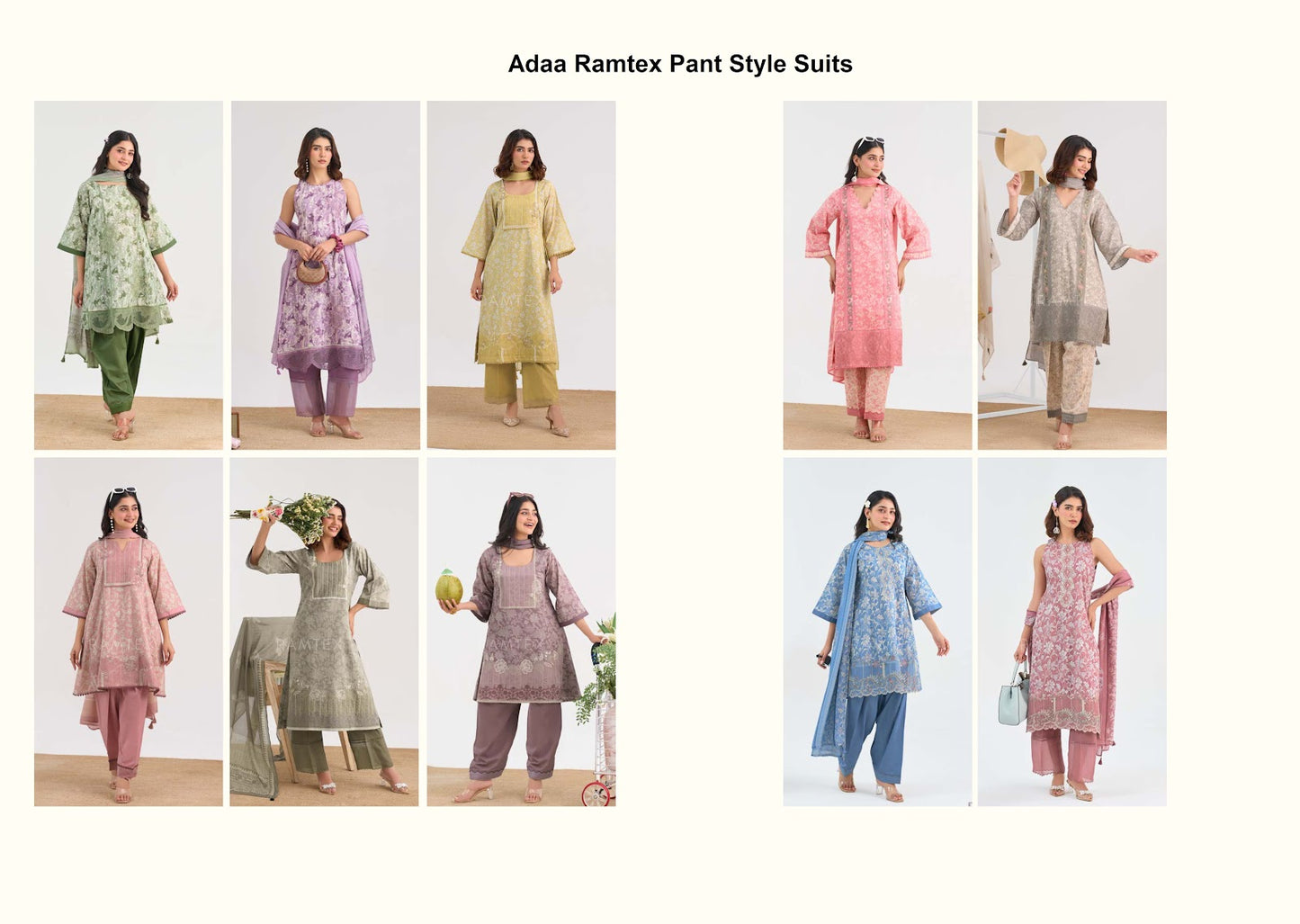 Adaa Ramtex Cotton Pant Style Suits Exporter