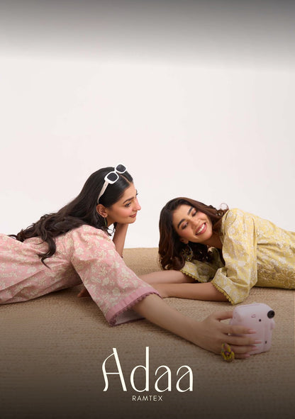 Adaa Ramtex Cotton Pant Style Suits Exporter