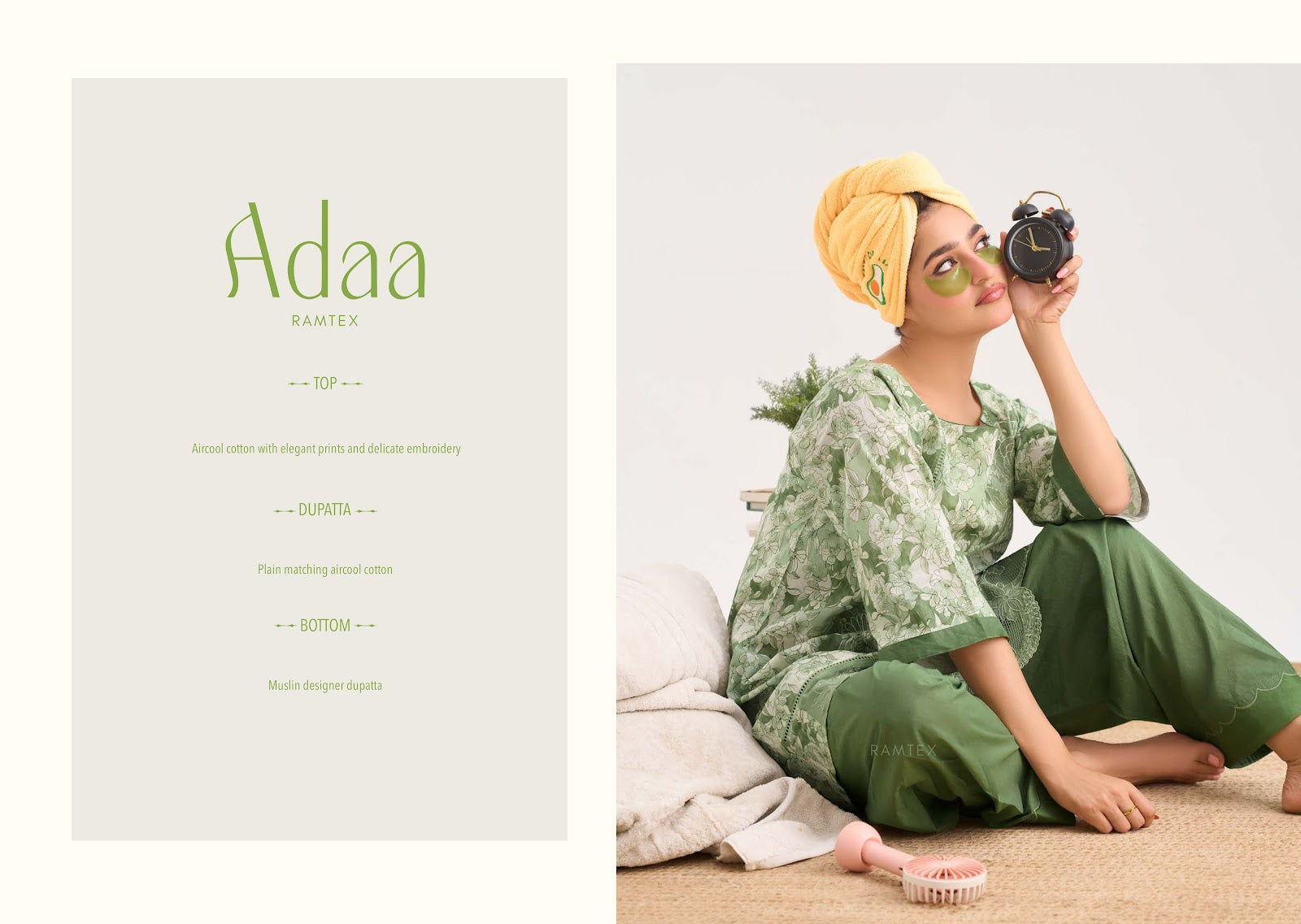 Adaa Ramtex Cotton Pant Style Suits Exporter