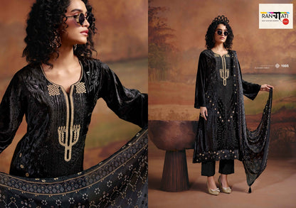 Adaa Rangati Prints Plush Velvet Suits Exporter India