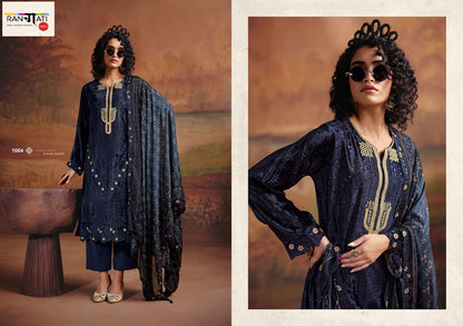 Adaa Rangati Prints Plush Velvet Suits Exporter India