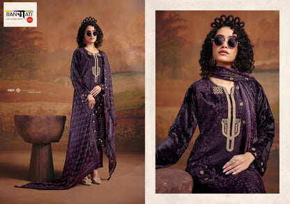 Adaa Rangati Prints Plush Velvet Suits Exporter India