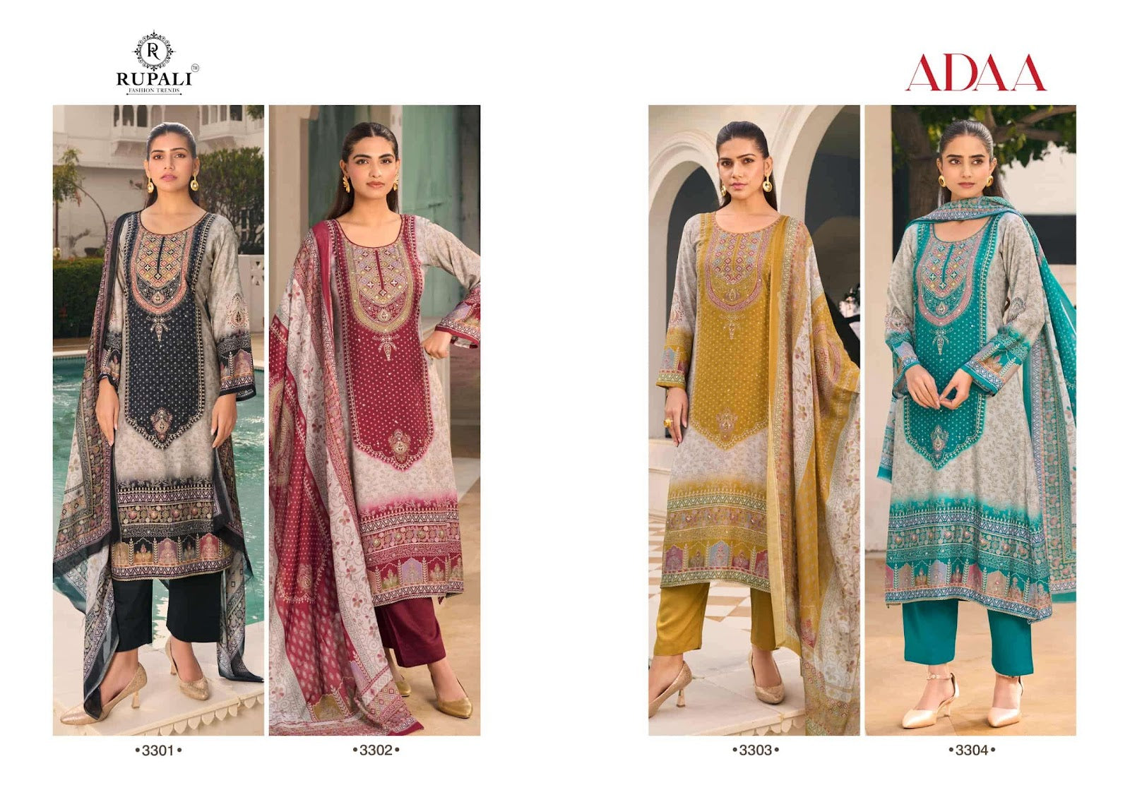 Adaa Rupali Muslin Pant Style Suits Supplier India
