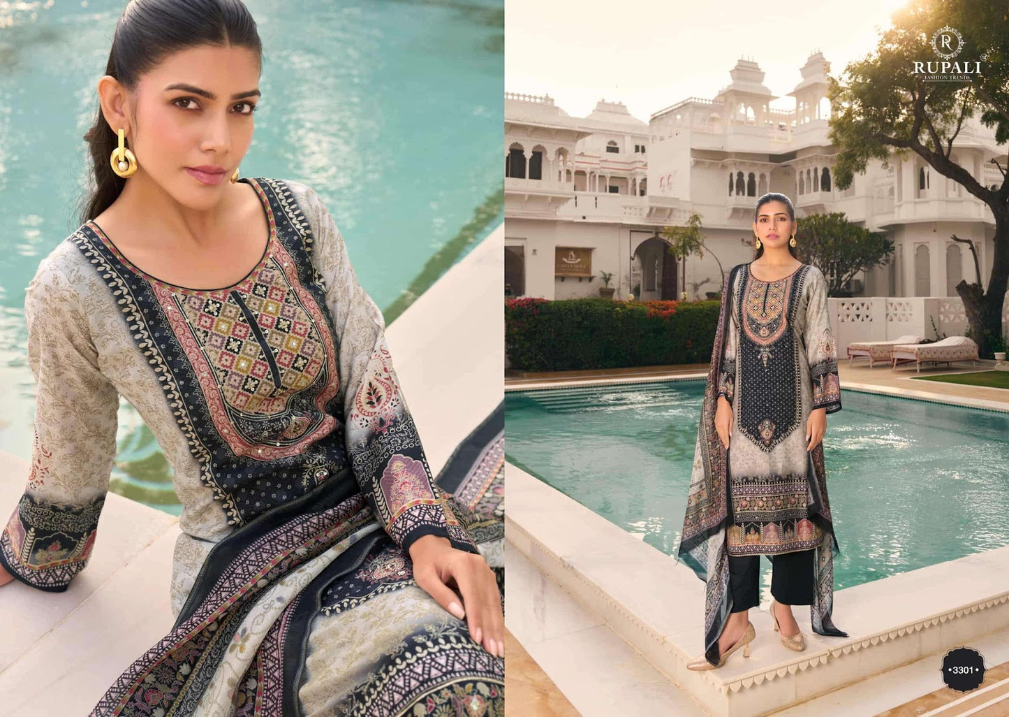 Adaa Rupali Muslin Pant Style Suits Supplier India