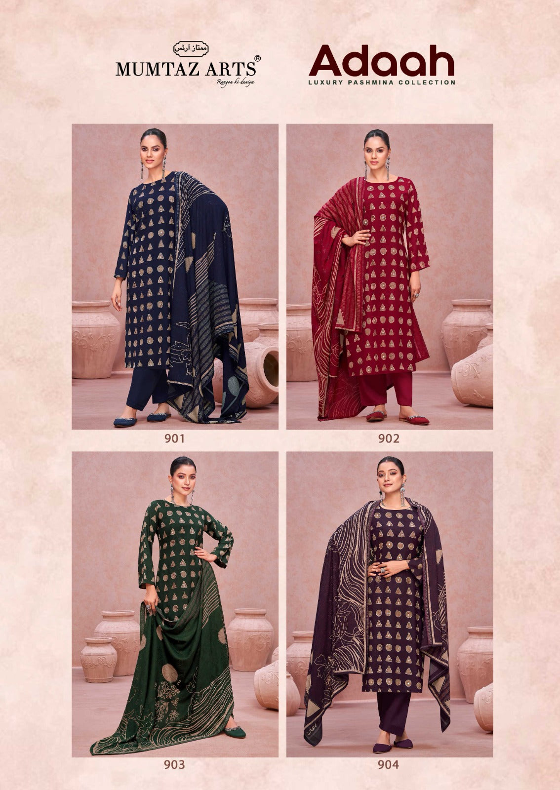 Adaah Mumtaz Arts Viscose Pashmina Suits Exporter