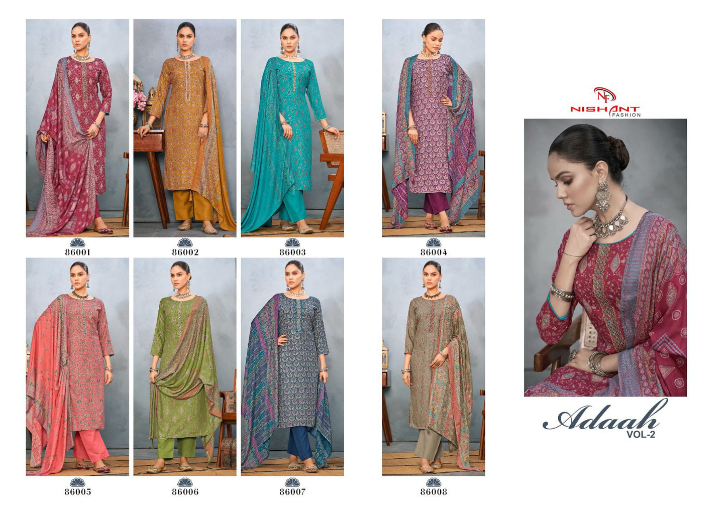 Adaah Vol 2 Nishant Fashion Viscose Pashmina Suits Exporter India