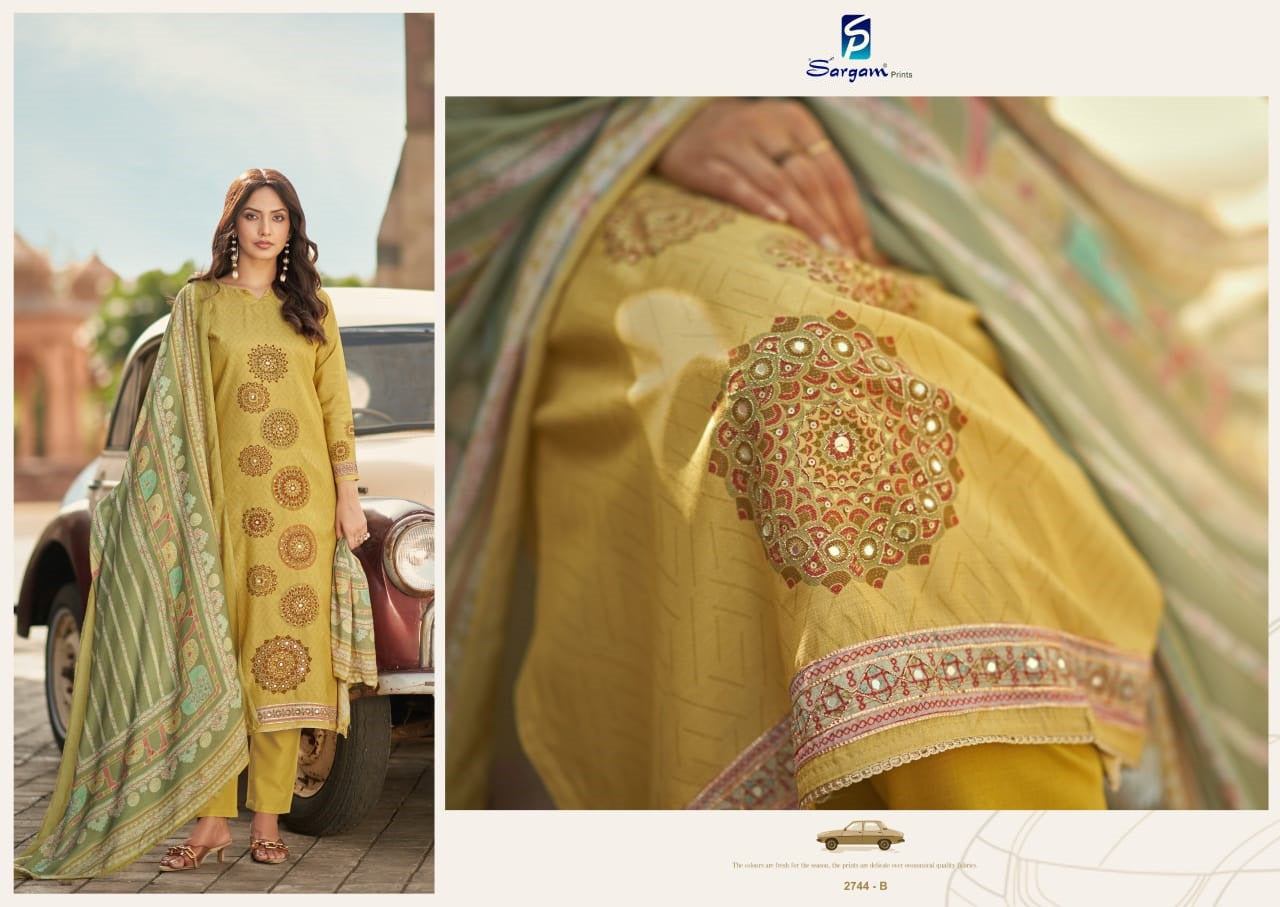 Adah Vol 3 Sargam Prints Muslin Shimmer Pant Style Suits Wholesale Rate