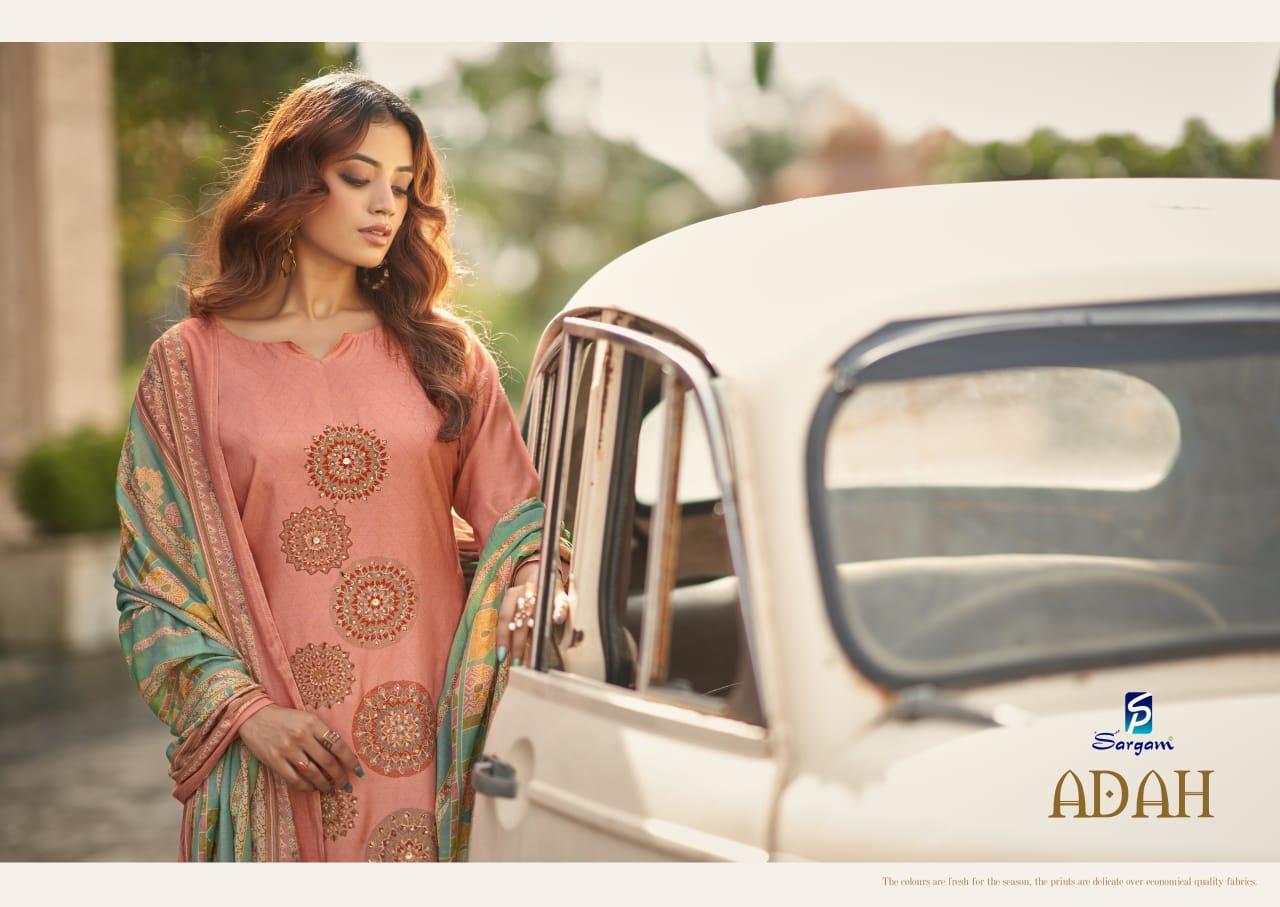 Adah Vol 3 Sargam Prints Muslin Shimmer Pant Style Suits Wholesale Rate