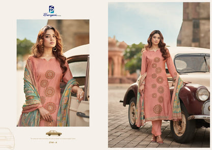 Adah Vol 3 Sargam Prints Muslin Shimmer Pant Style Suits Wholesale Rate