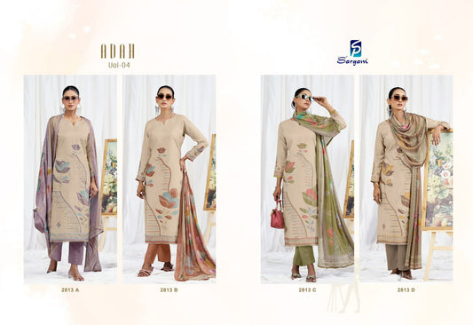 Adah Vol 4 Sargam Prints Muslin Simmer Pant Style Suits Exporter India