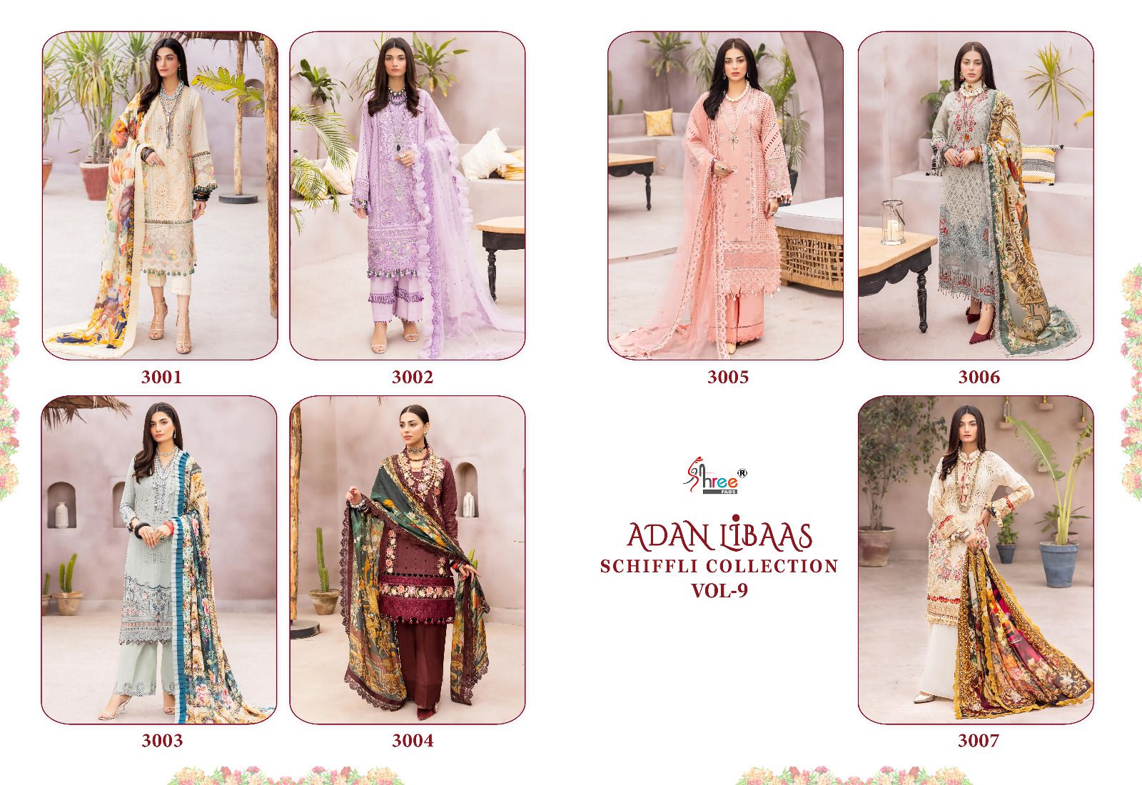 Adan Libaas Schiffli Collection Vol 9 Shree Fabs Cotton Pakistani Salwar Suits Manufacturer Ahmedabad