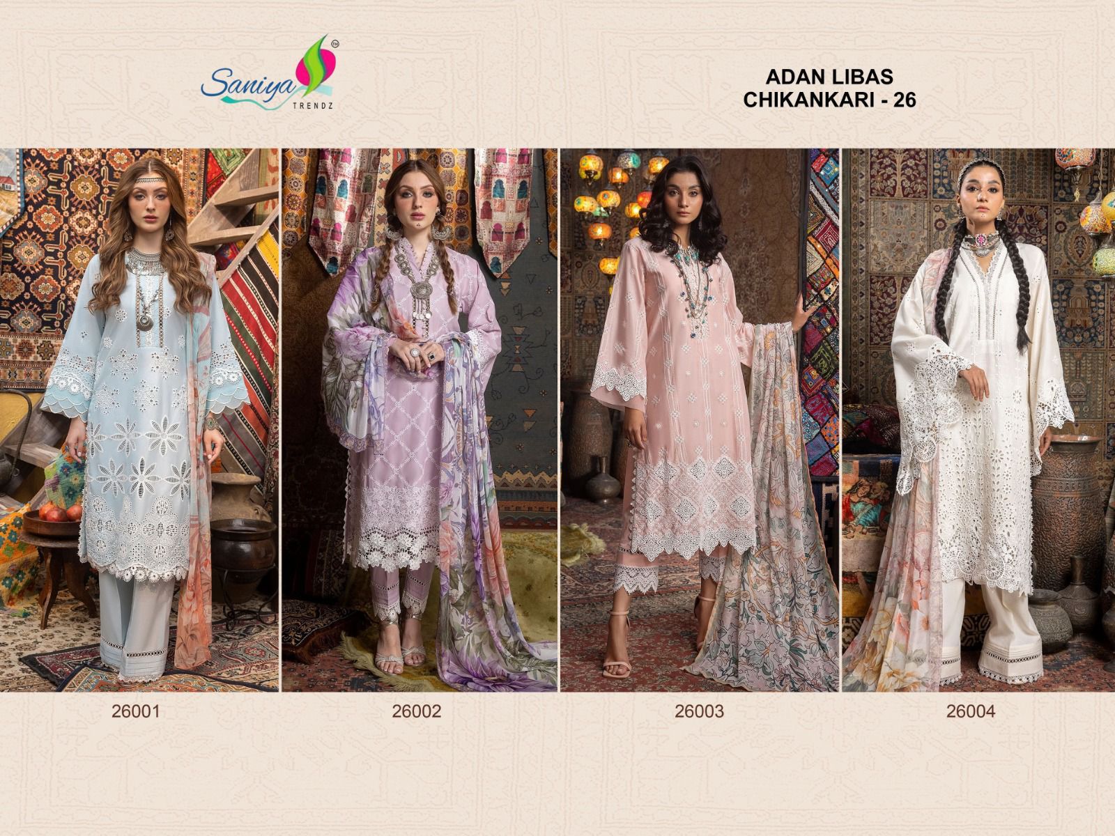 Adan Libas Chikankari 26 Saniya Trendz Cotton Pakistani Salwar Suits