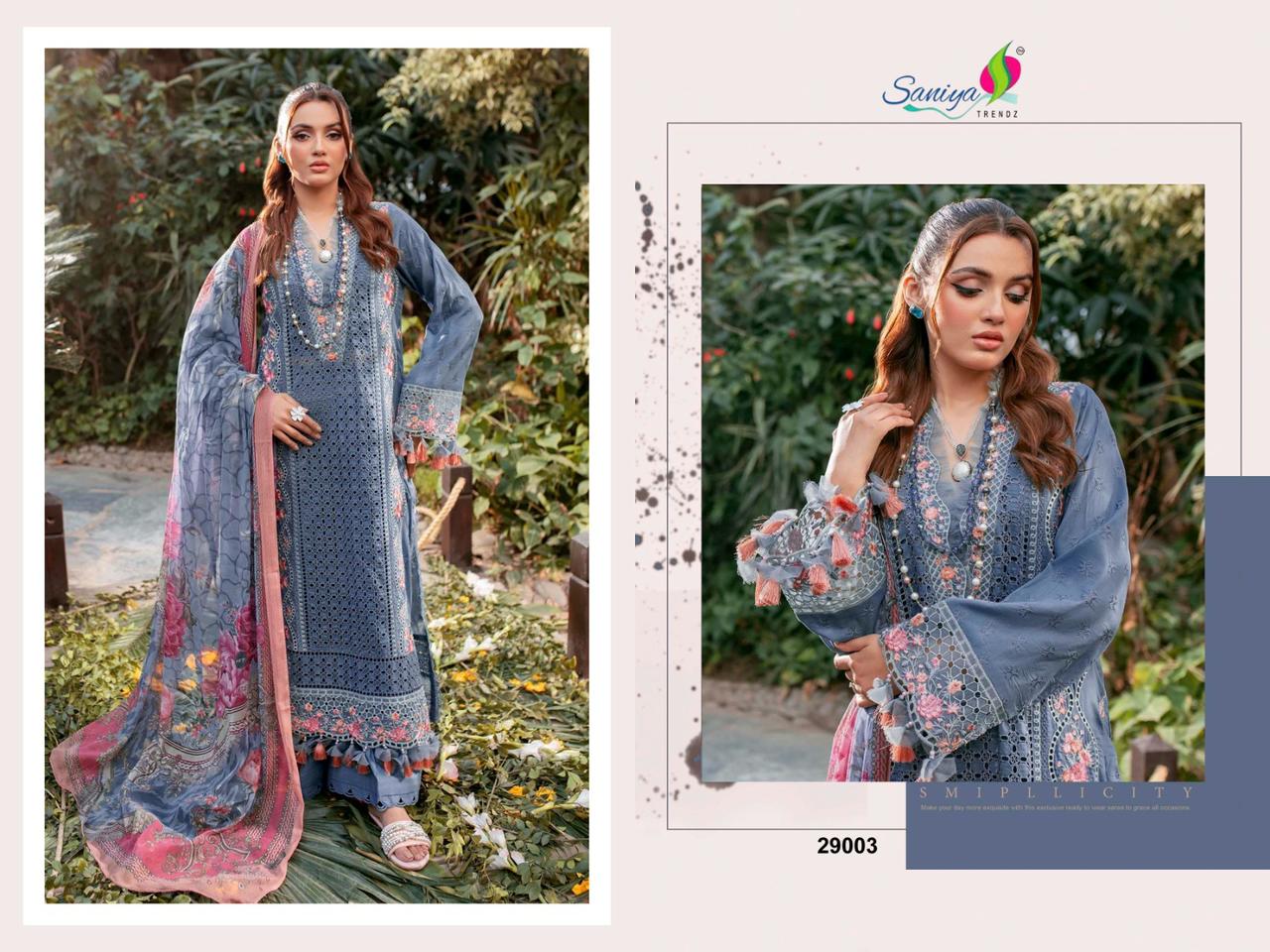 Adan Libas Chikankari 29 Saniya Trendz Cotton Pakistani Salwar Suits Supplier
