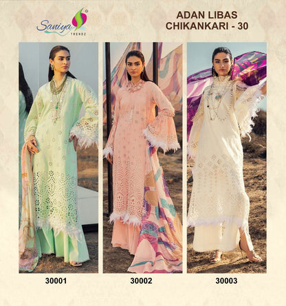 Adan Libas Chikankari 30 Saniya Trendz Cotton Pakistani Salwar Suits Exporter