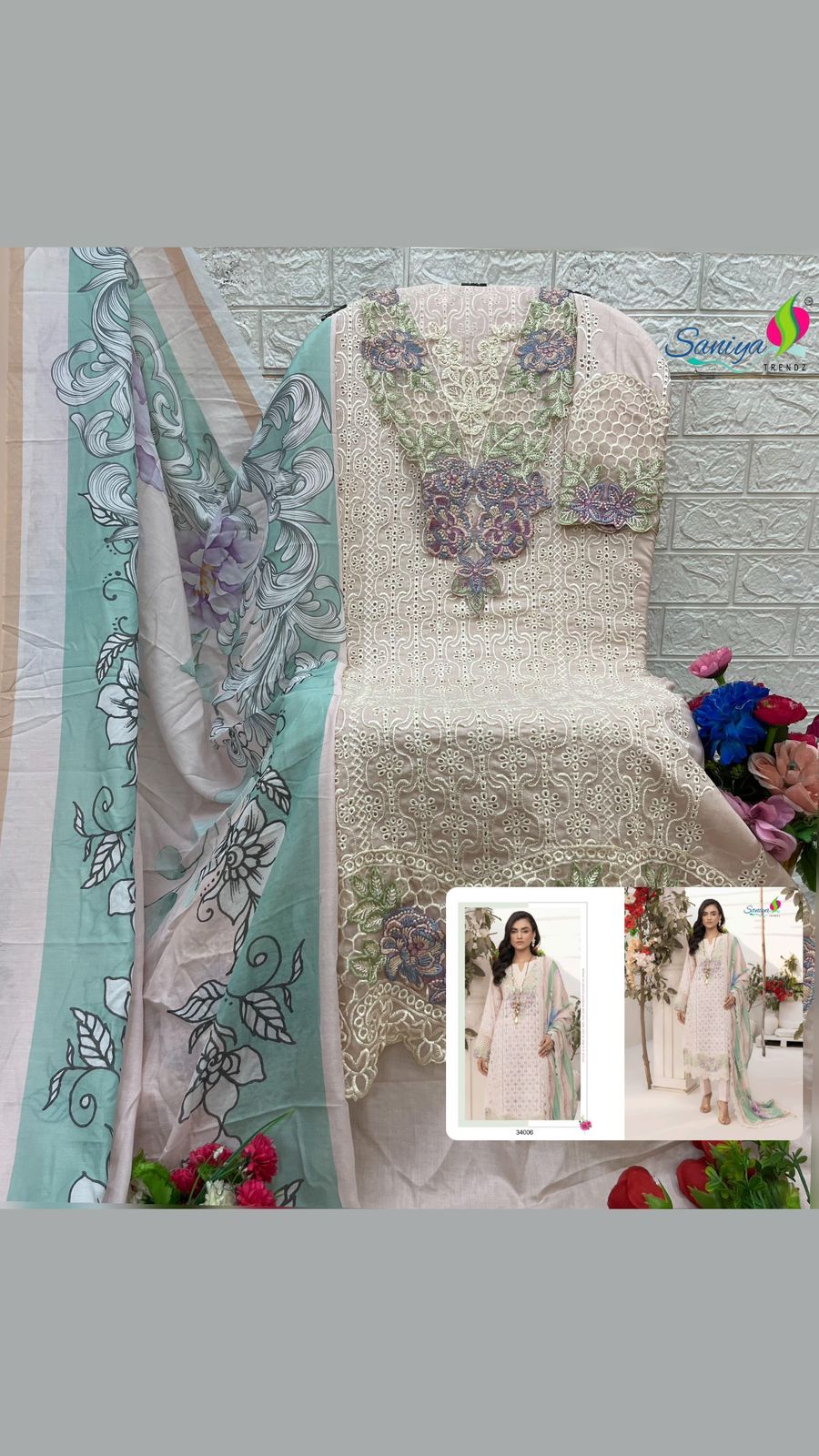 Adan Libas Chikankari Vol 34 Saniya Trendz Cotton Pakistani Salwar Suits Exporter Gujarat