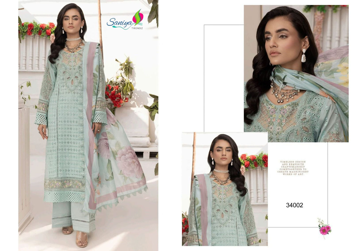 Adan Libas Chikankari Vol 34 Saniya Trendz Cotton Pakistani Salwar Suits Exporter Gujarat