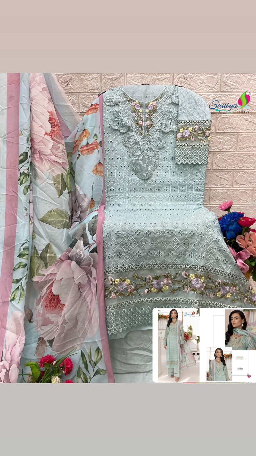 Adan Libas Chikankari Vol 34 Saniya Trendz Cotton Pakistani Salwar Suits Exporter Gujarat