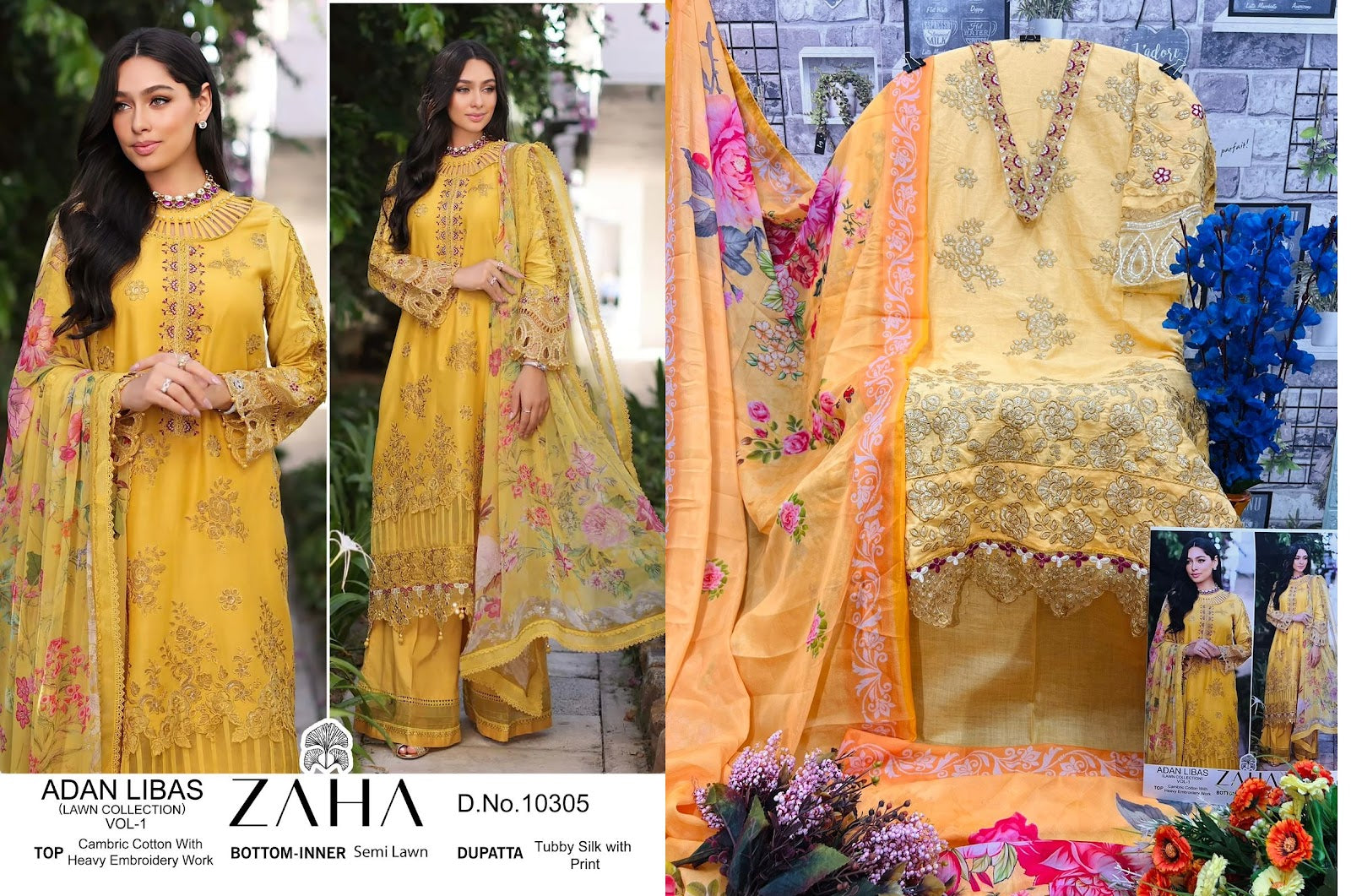 Adan Libas Lawn Collection Vol 1 Zaha Cambric Cotton Pakistani Salwar Suits Exporter