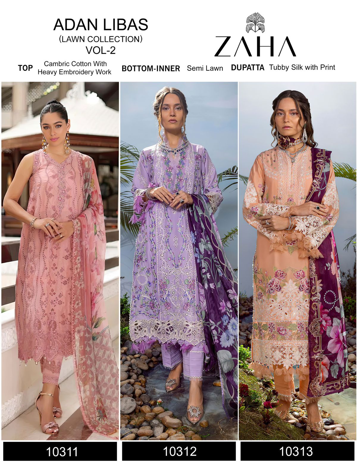 Adan Libas Lawn Collection Vol 2 Zaha Cambric Cotton Pakistani Salwar Suits Supplier